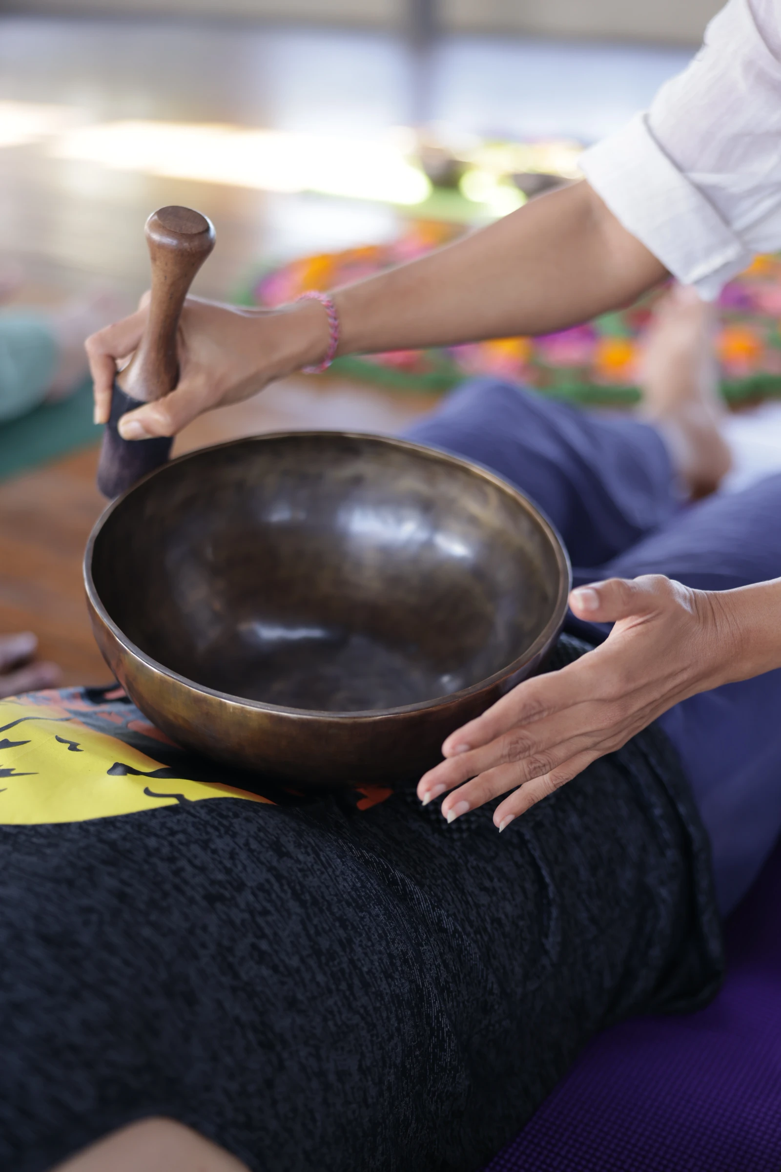 Meditation using a Singing bowl at Bali Floatingleaf