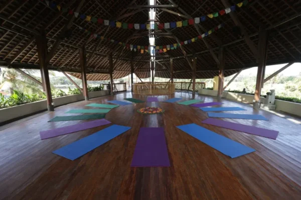 Empty yoga shala at floating leaf bali